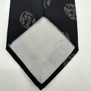 SOLD  90s silk tie black logo medallion made in italy